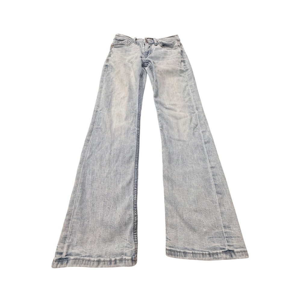 BKE Aiden Mens Light Wash Bootcut Jeans 30x30 Blue Embroidered Pockets 0403